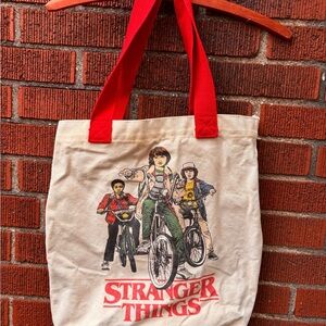 Stranger Things Canvas Tote Bag with Red Handles